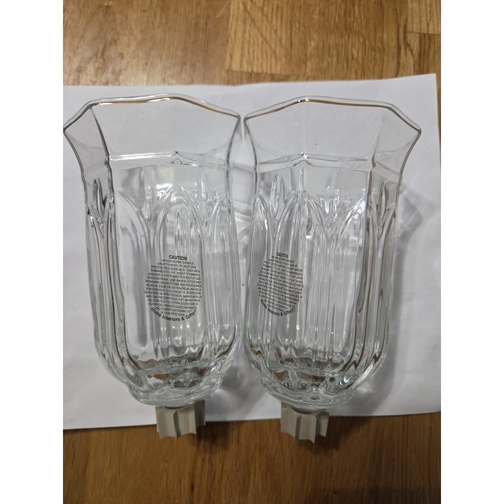 Set of 2 Home Interiors Clear Votive Candle Holders 6.5 In